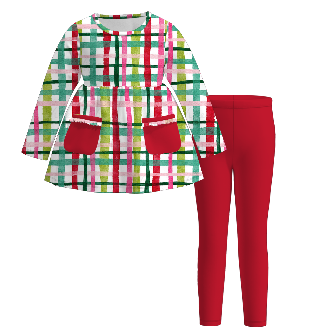 (Pre Order)Girls Christmas Print Dress&Outfit Set