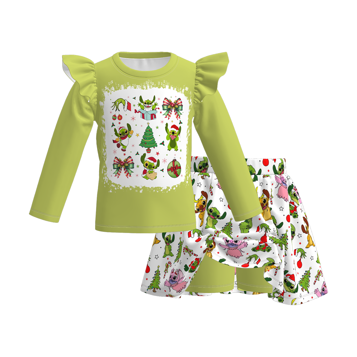 (Pre Order)Family Christmas Cartoon Print Dress&Set