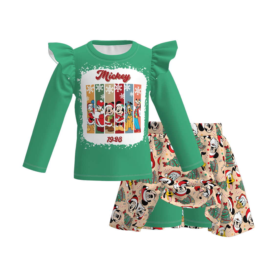 (Pre Order)Family Christmas Cartoon Print Dress&Set