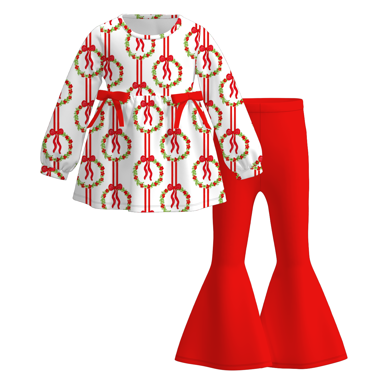 (Pre Order)Girls Christmas Print Dress&Outfit Set