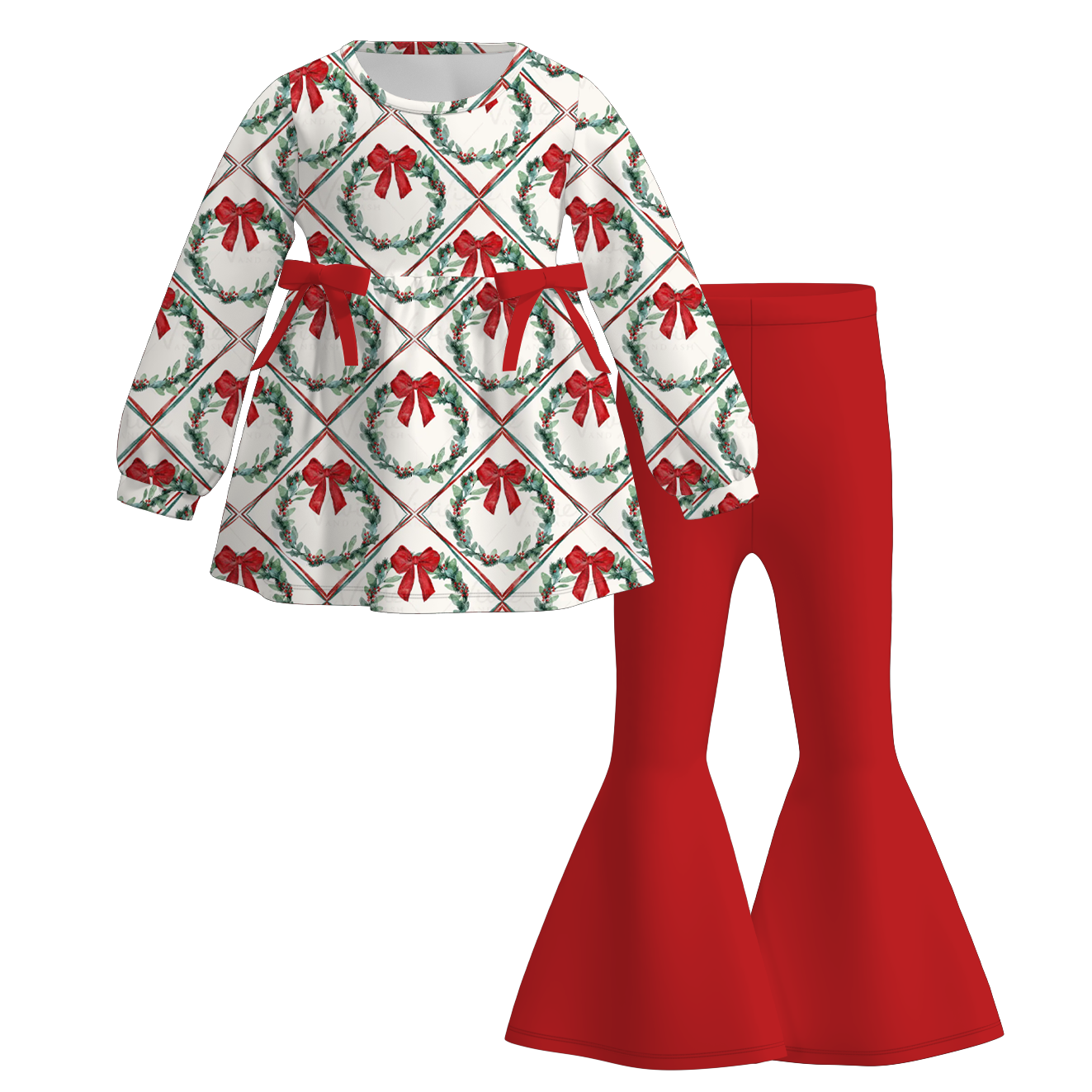 (Pre Order)Girls Christmas Print Dress&Outfit Set