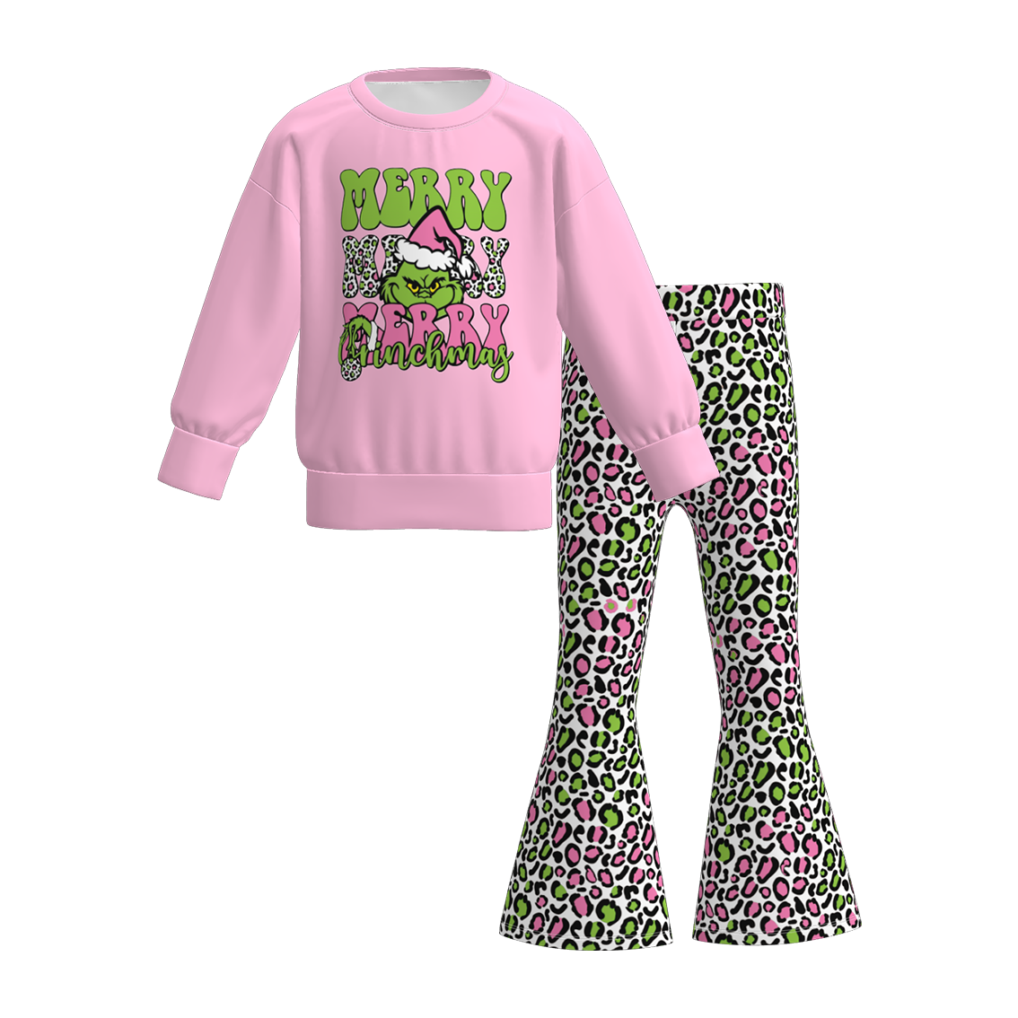 (Pre Order)Girls Christmas Cartoon Print Sweatshirt Suit