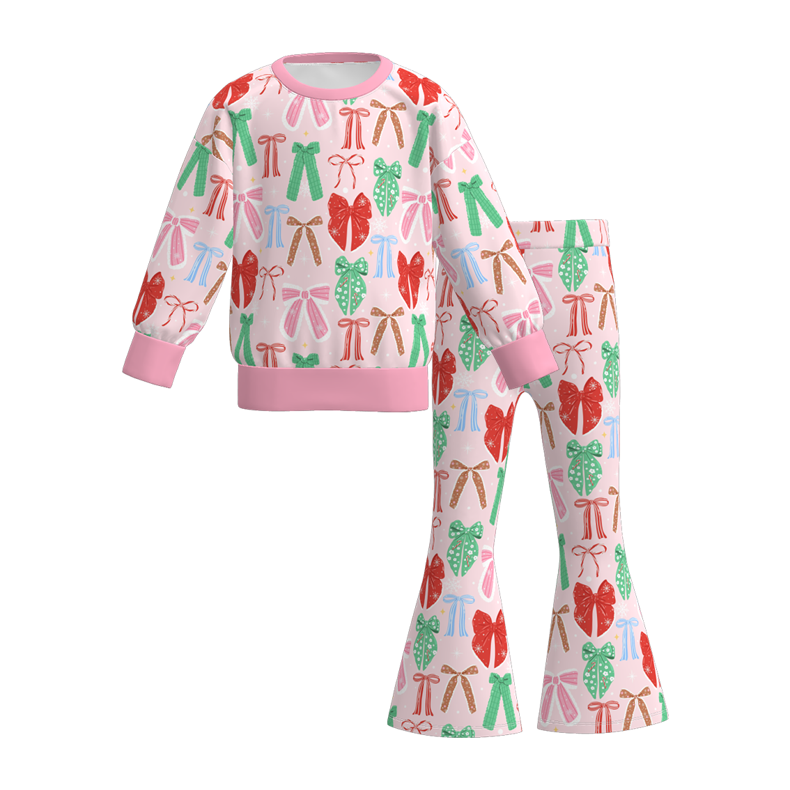 (Pre Order)Girls Christmas Print Sweatshirt Suit