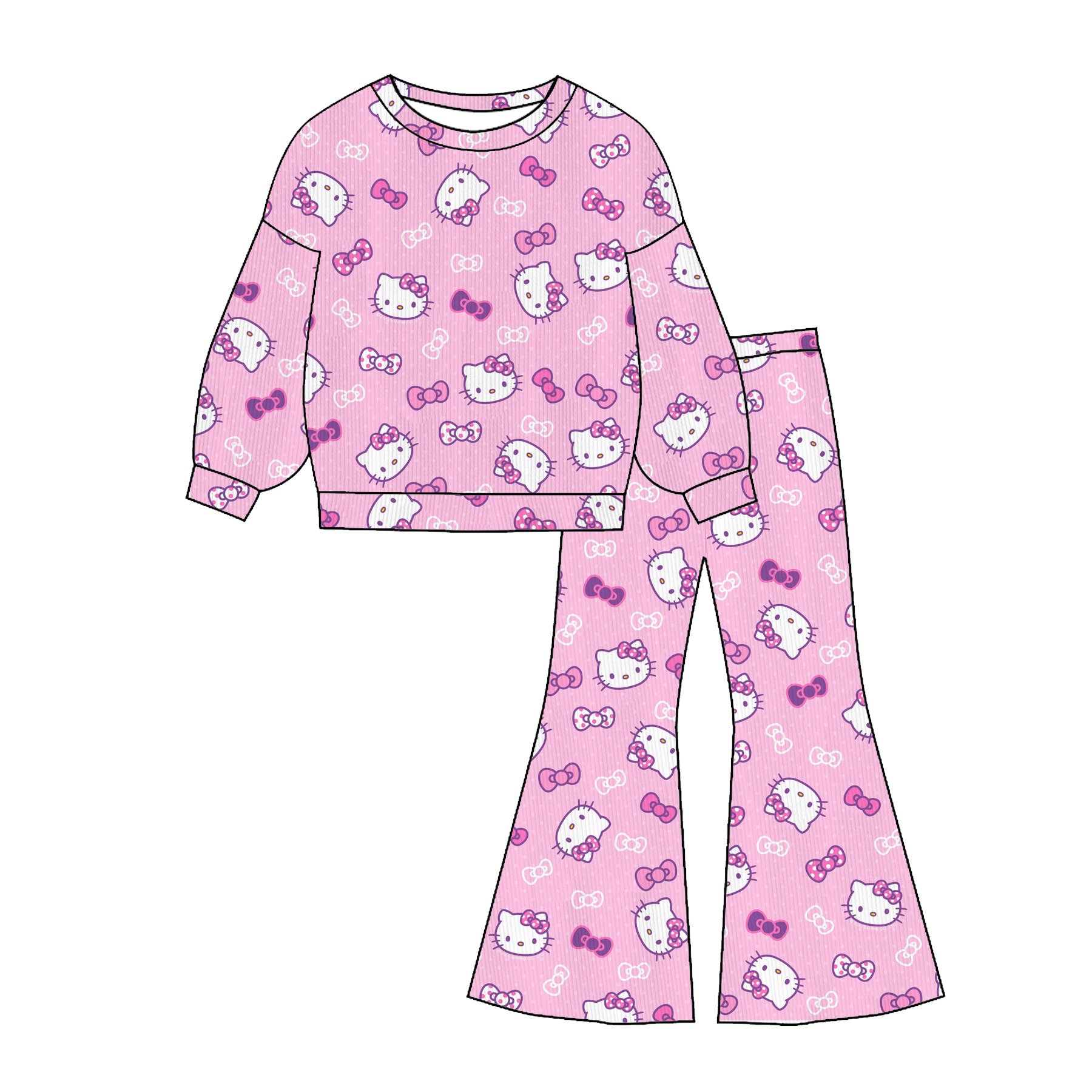 (Pre Order)Girls Fall&Winter Cartoon Print Twill Sweatshirt Suit