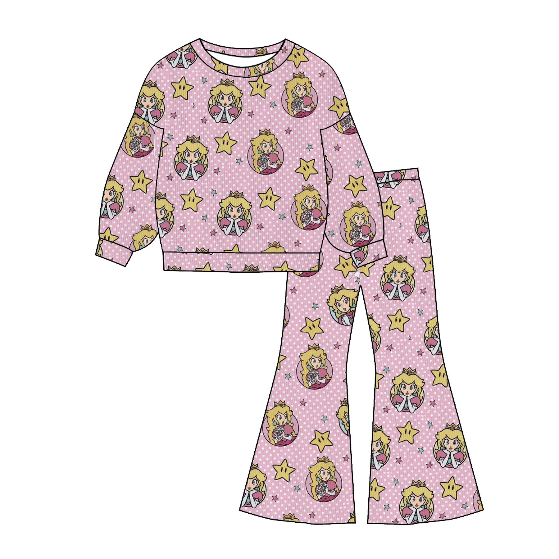 (Pre Order)Girls Fall&Winter Cartoon Print Twill Sweatshirt Suit