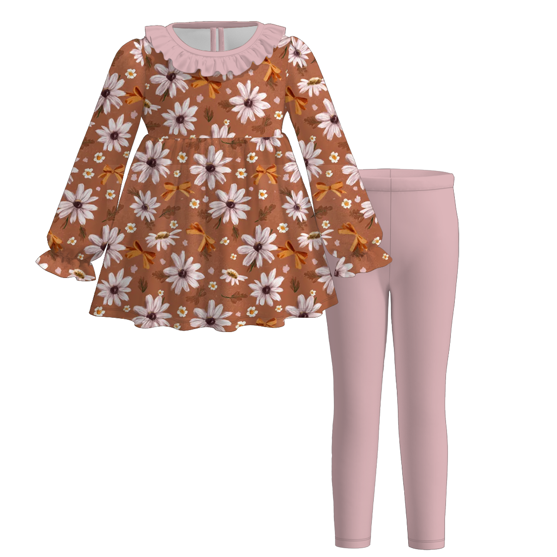 (Pre Order)Mommy and Me Fall&Winter Floral Print Dress,Set