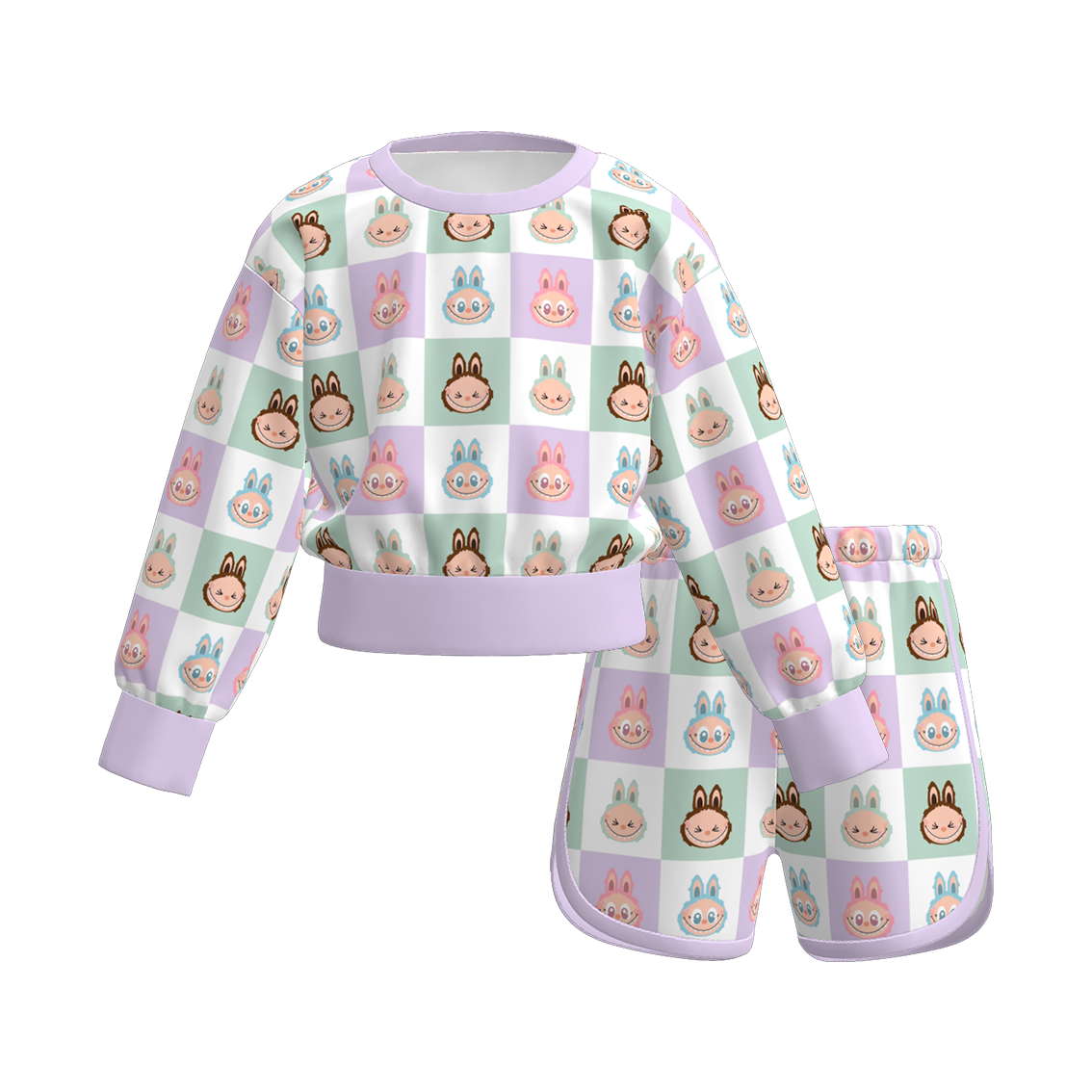 (Pre Order)Girls Halloween Cartoon Print Shorts Set