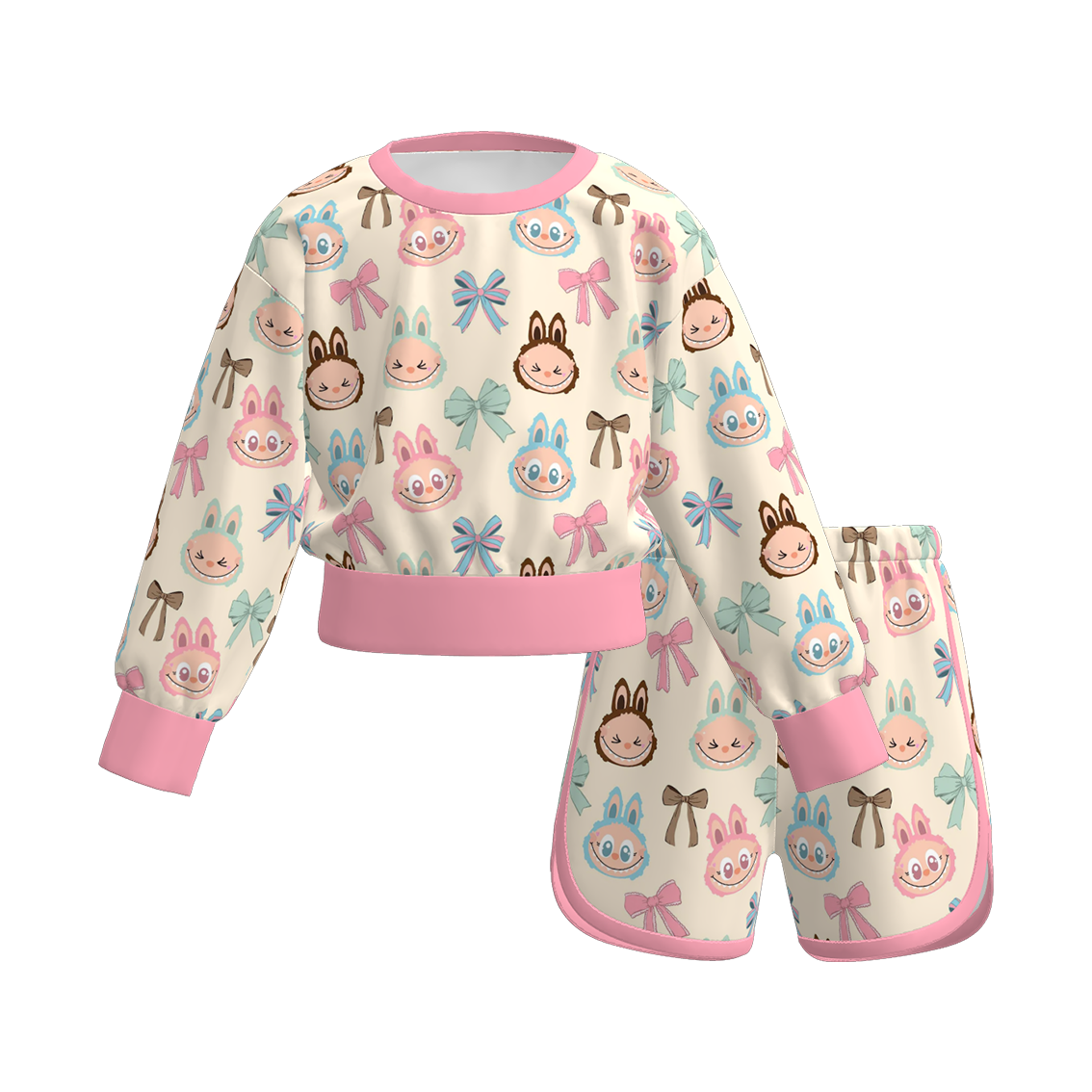 (Pre Order)Girls Halloween Cartoon Print Shorts Set