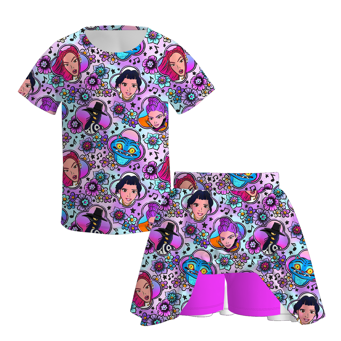 (Pre Order)Family Fall Movie Character Cartoon Print Dress,Set&Top