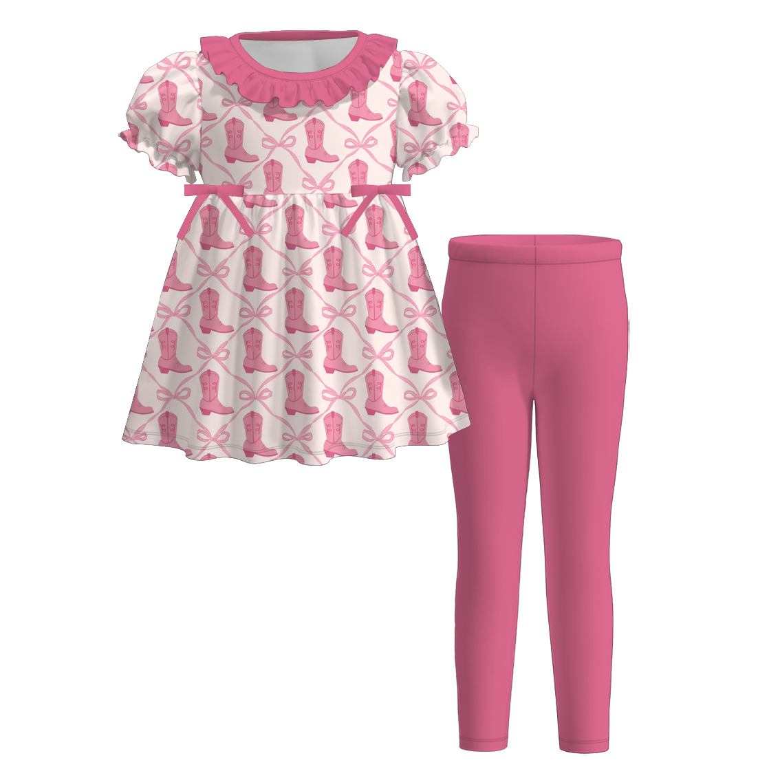 (Pre Order)Girls Fall Western Cowboy Print Dress with Pockets&Set