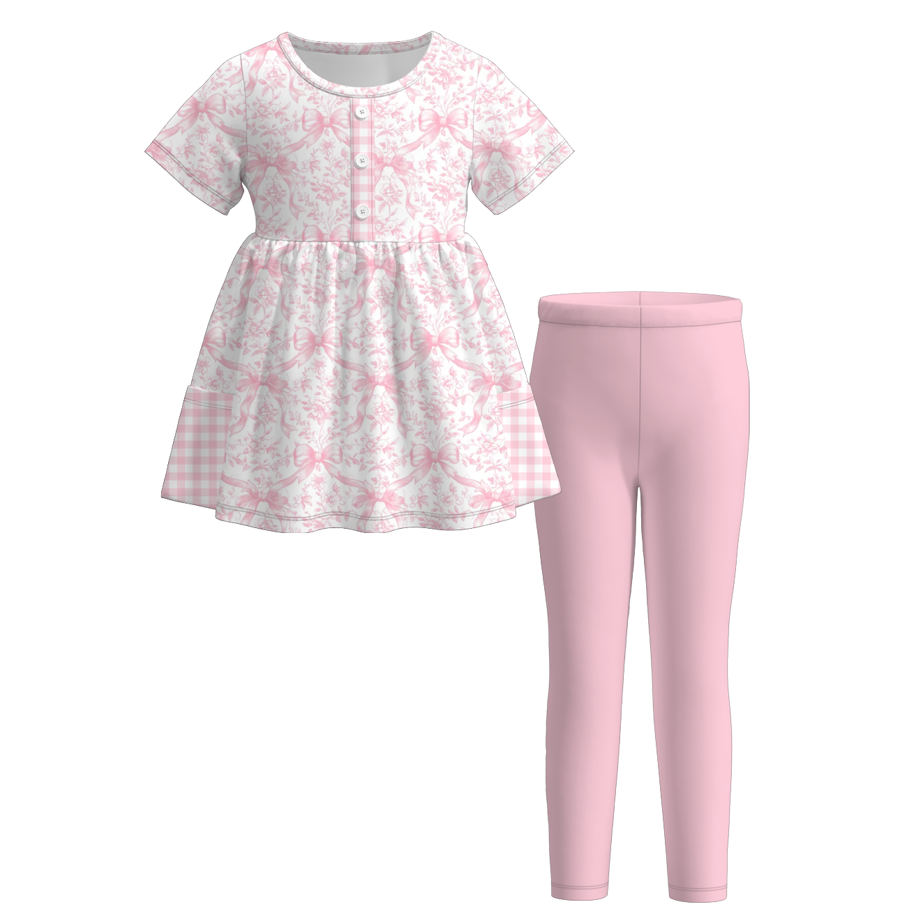 (Pre Order)Family Fall Pink Bow Print Dress,Set&Romper