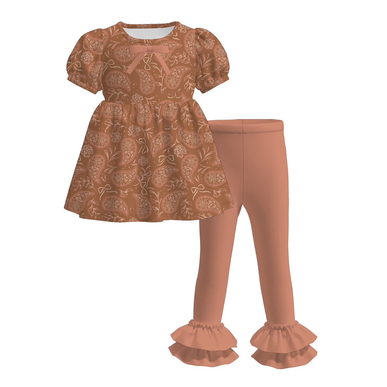 (Pre Order)Girls Fall Plaid Print Ruffle Outfit Set