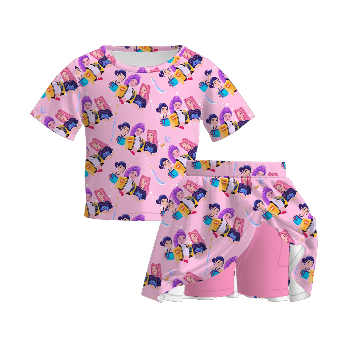 (Pre Order)Girls Movie Character Print Dress,Set&Top