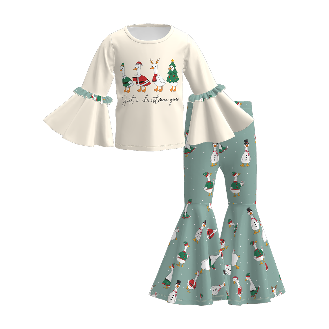 (Pre Order)Girls Christmas Princess&Cartoon Print Outfit Set