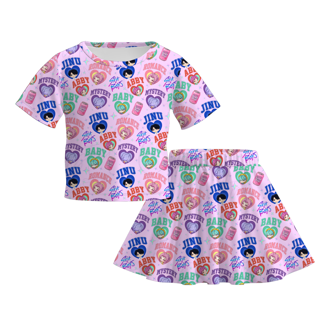 (Pre Order)Girls Movie Character Print Skirt Set