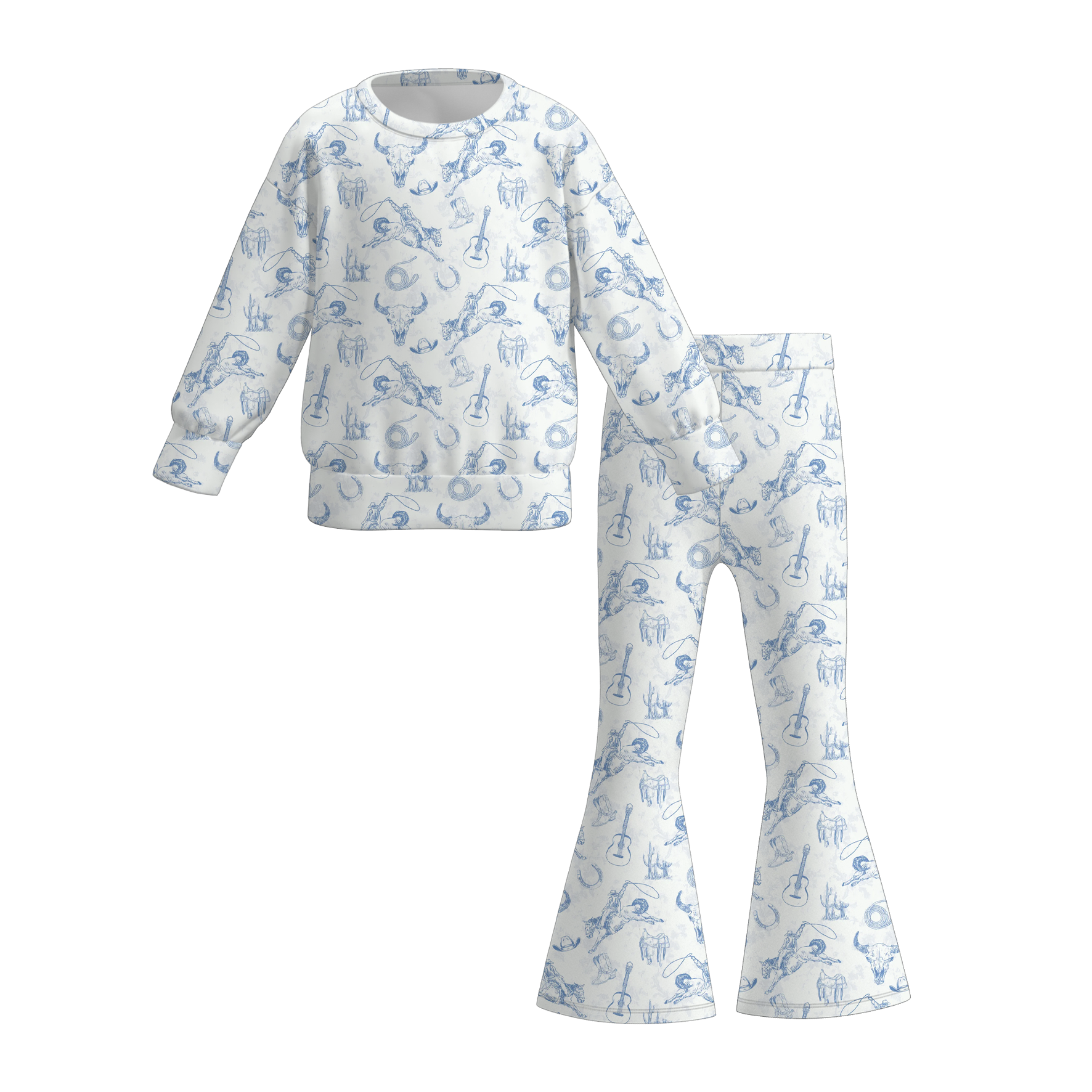 (Pre Order)Girls Fall&Winter Boots Print Twill Sweatshirt Suit
