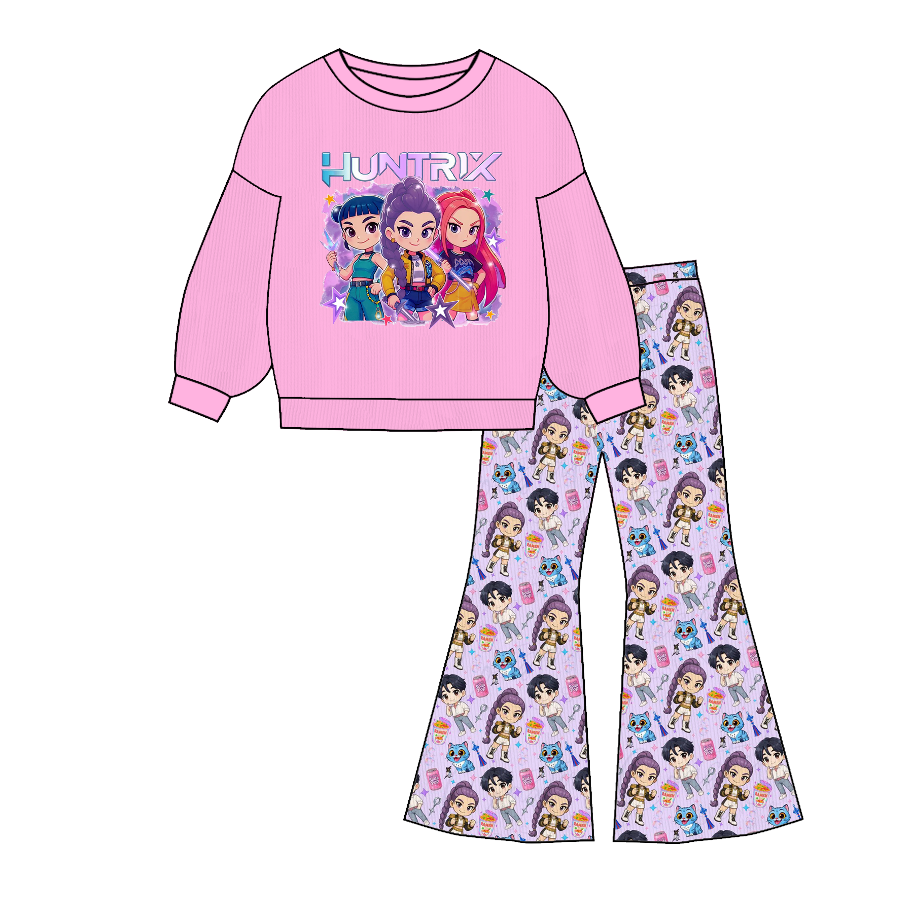 (Pre Order)Girls Movie Character Print Sweatshirt Set