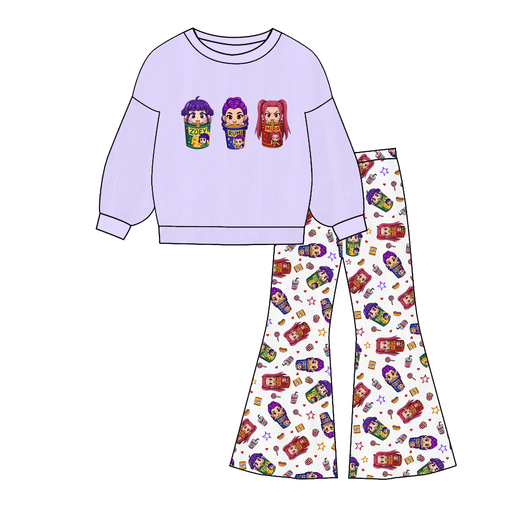(Pre Order)Girls Movie Character Print Sweatshirt Set