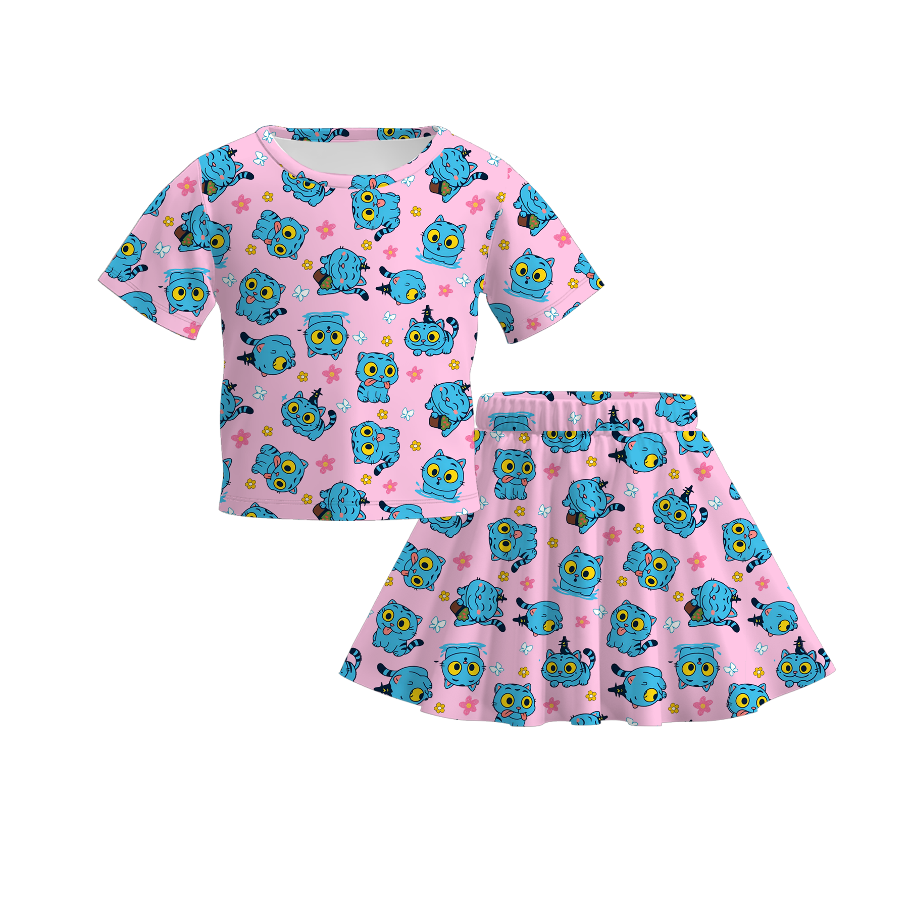 (Pre Order)Girls Movie Character Print Skirt Set