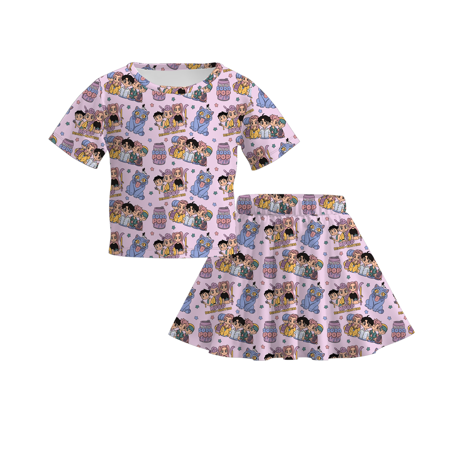 (Pre Order)Girls Movie Character Print Skirt Set