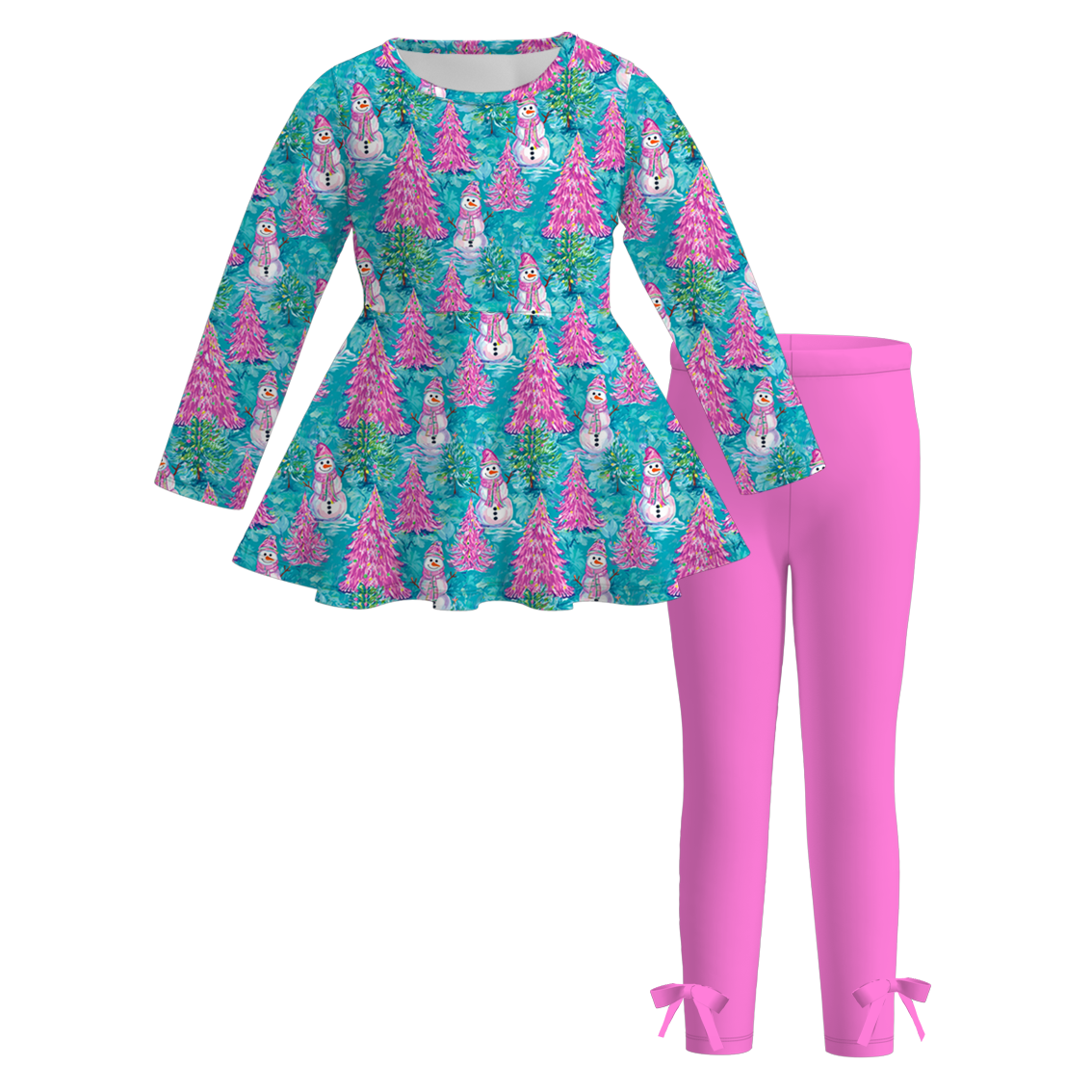 (Pre Order)Girls Christmas Tree Print Dress&Set
