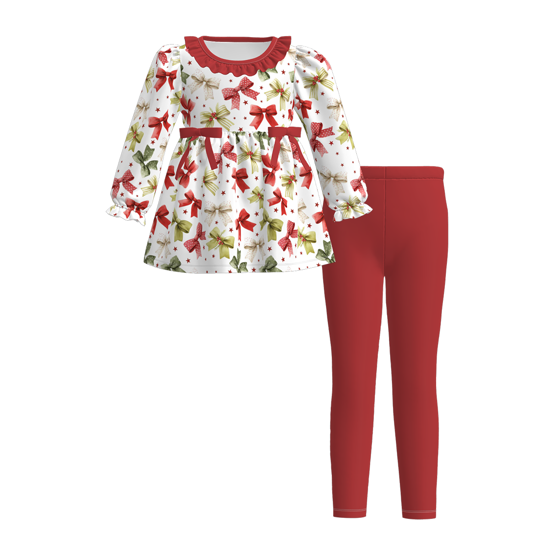 (Pre Order)Family Christmas Bow Print Dress,Set&Top