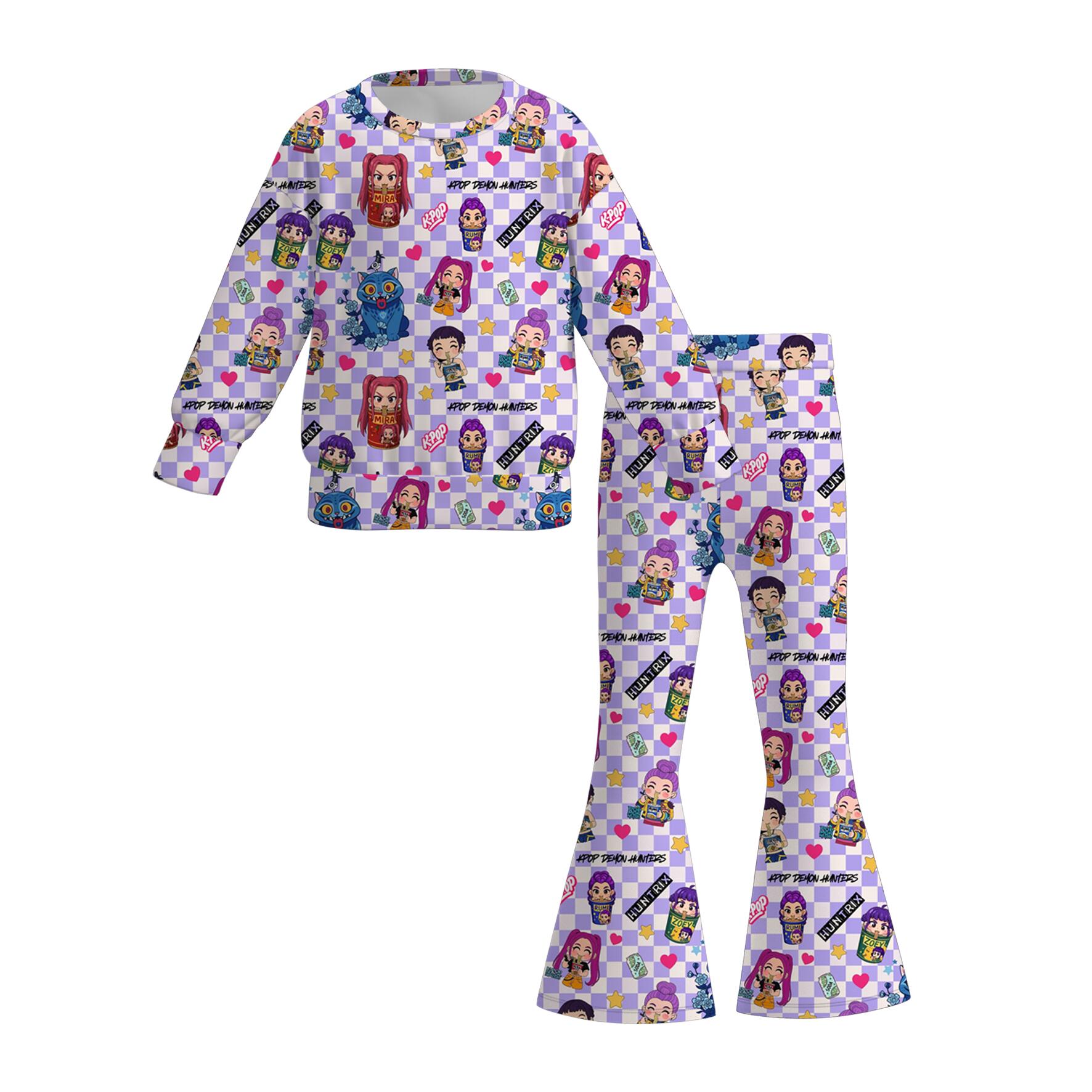 (Pre Order)Girls Movie Character Print Twill Sweatshirt Suit&Pajamas