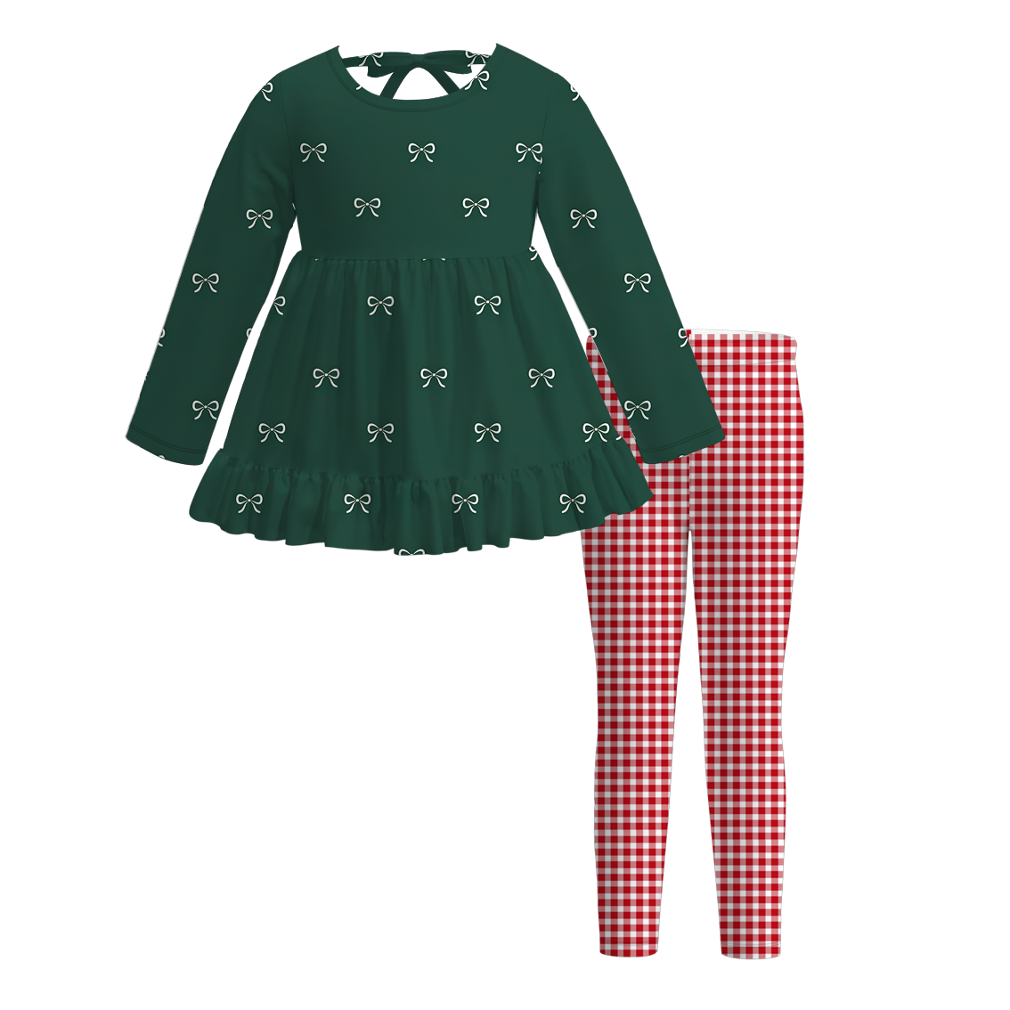 (Pre Order)Girls Christmas Gingerbread Print Outfit Set