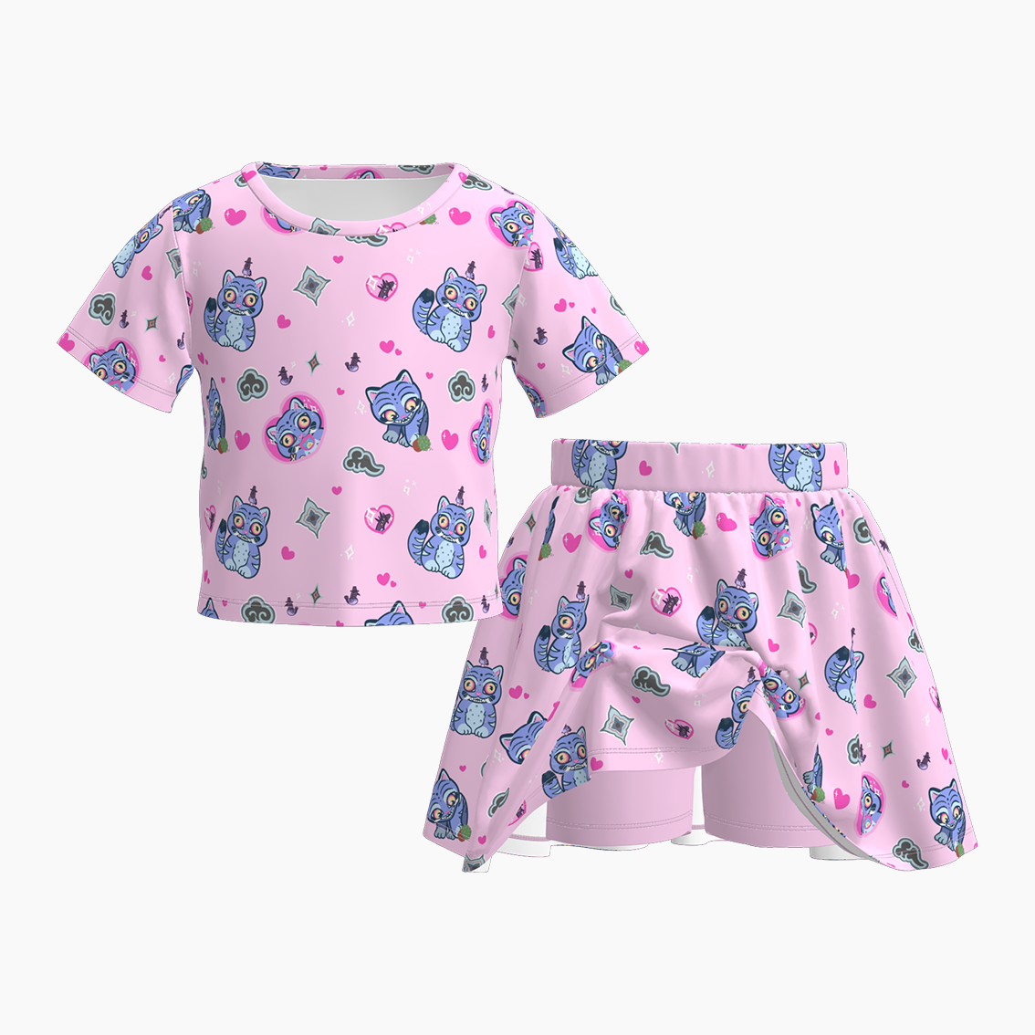 (Pre Order)Girls Movie Character Print Skort Set