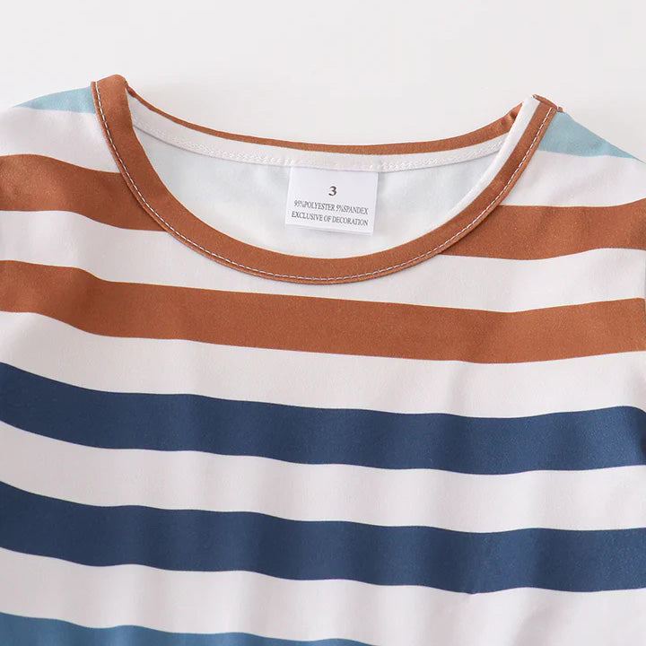 (In Stock E2-4-2 L22-3-1 L31-4-3)Mommy and Me Fall Stripe Dress