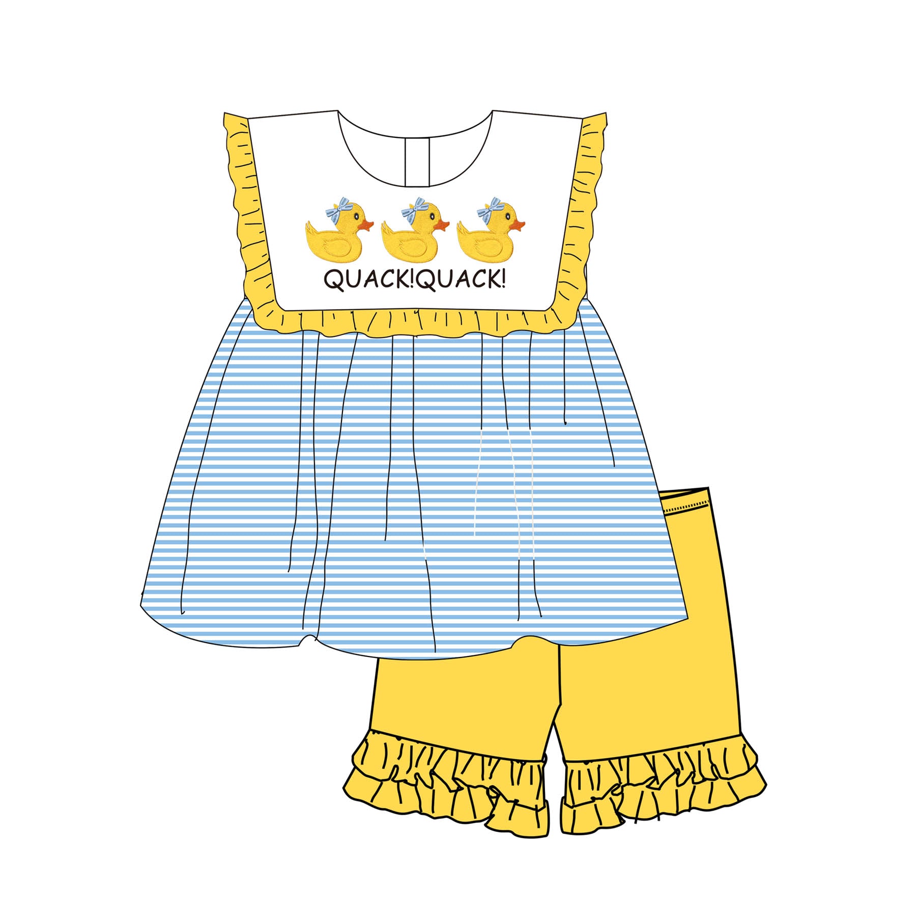 (Pre Order)Siblings Spring&Summer Duck Embroidery Dress,Set&Romper