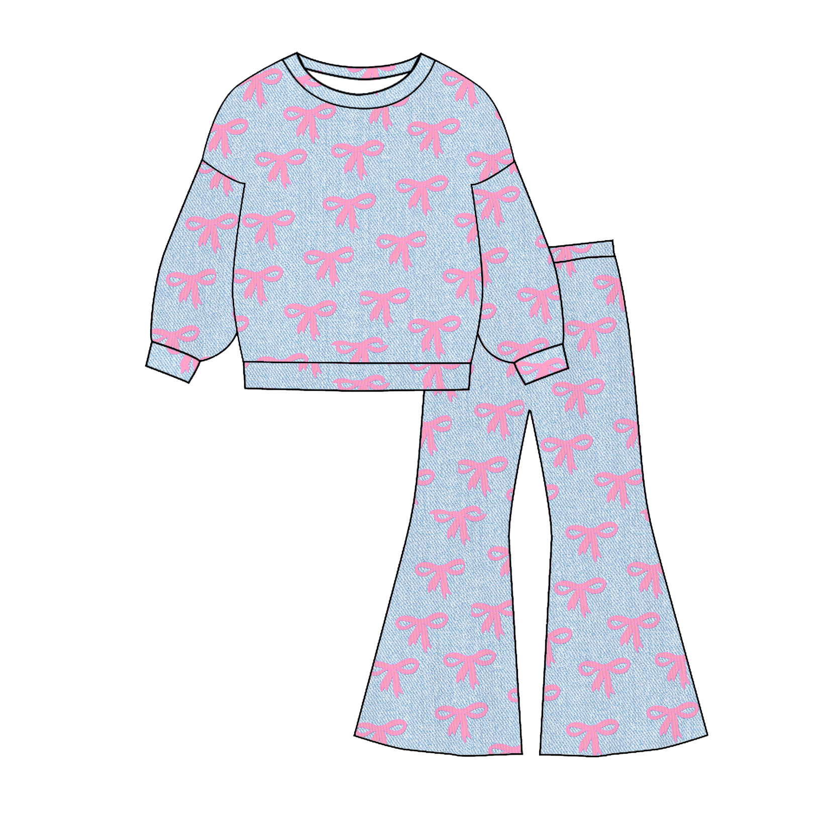 (Pre Order)Girls Valentine's Day Print Twill Sweatshirt Suit