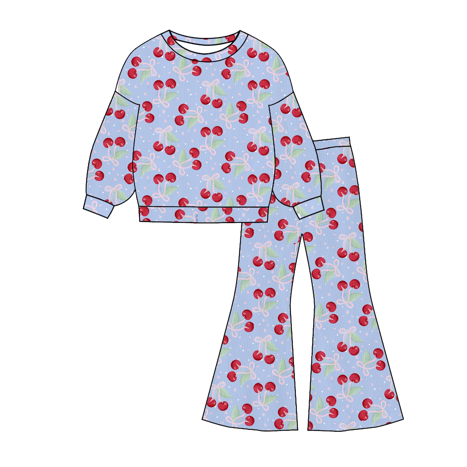 (Pre Order)Girls Valentine's Day Print Twill Sweatshirt Suit