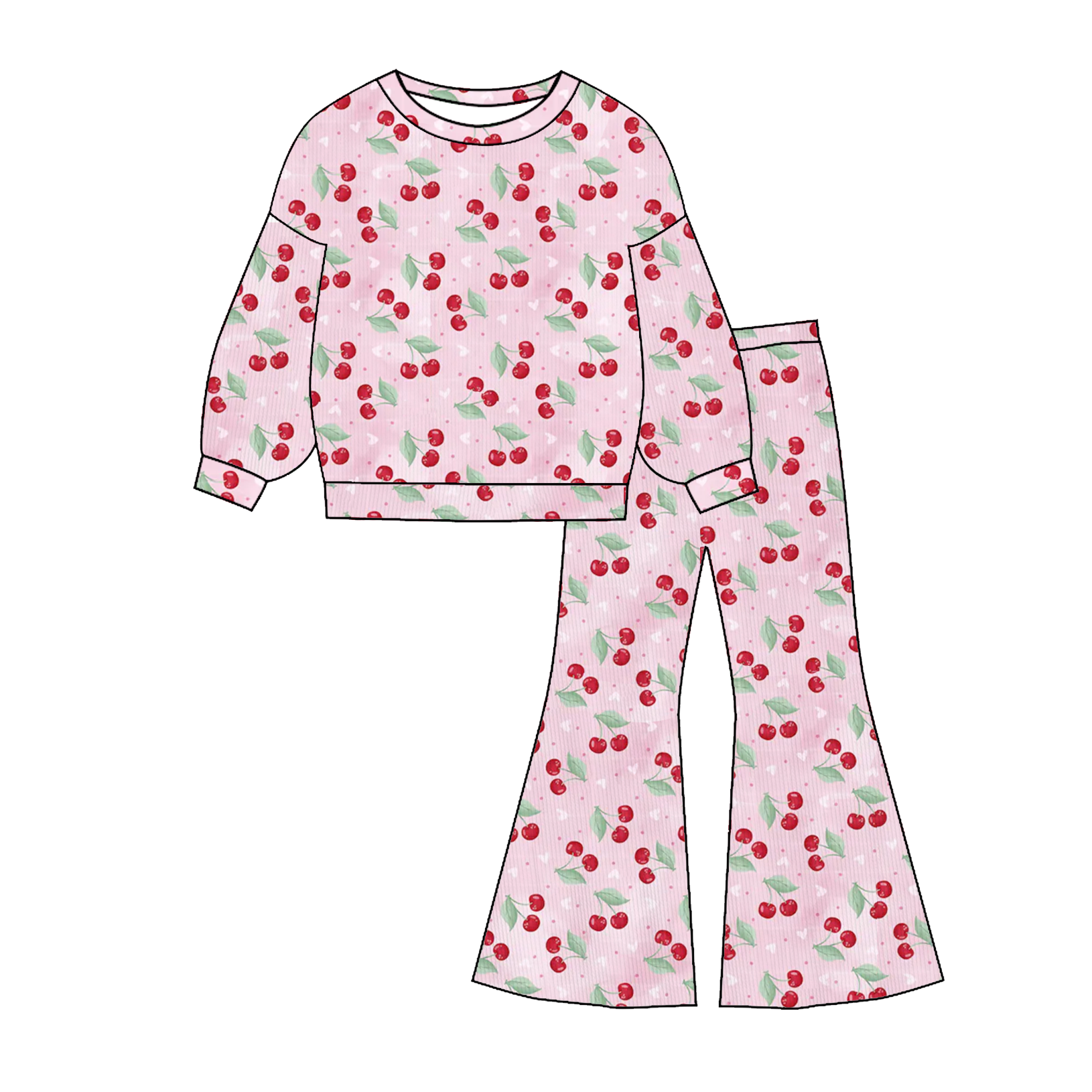 (Pre Order)Girls Valentine's Day Print Twill Sweatshirt Suit