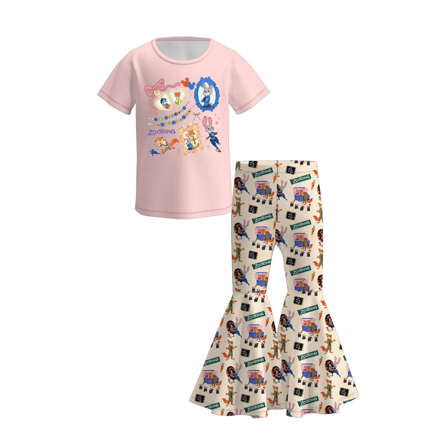 (Pre Order)Girls Cartoon Print Dress&Set