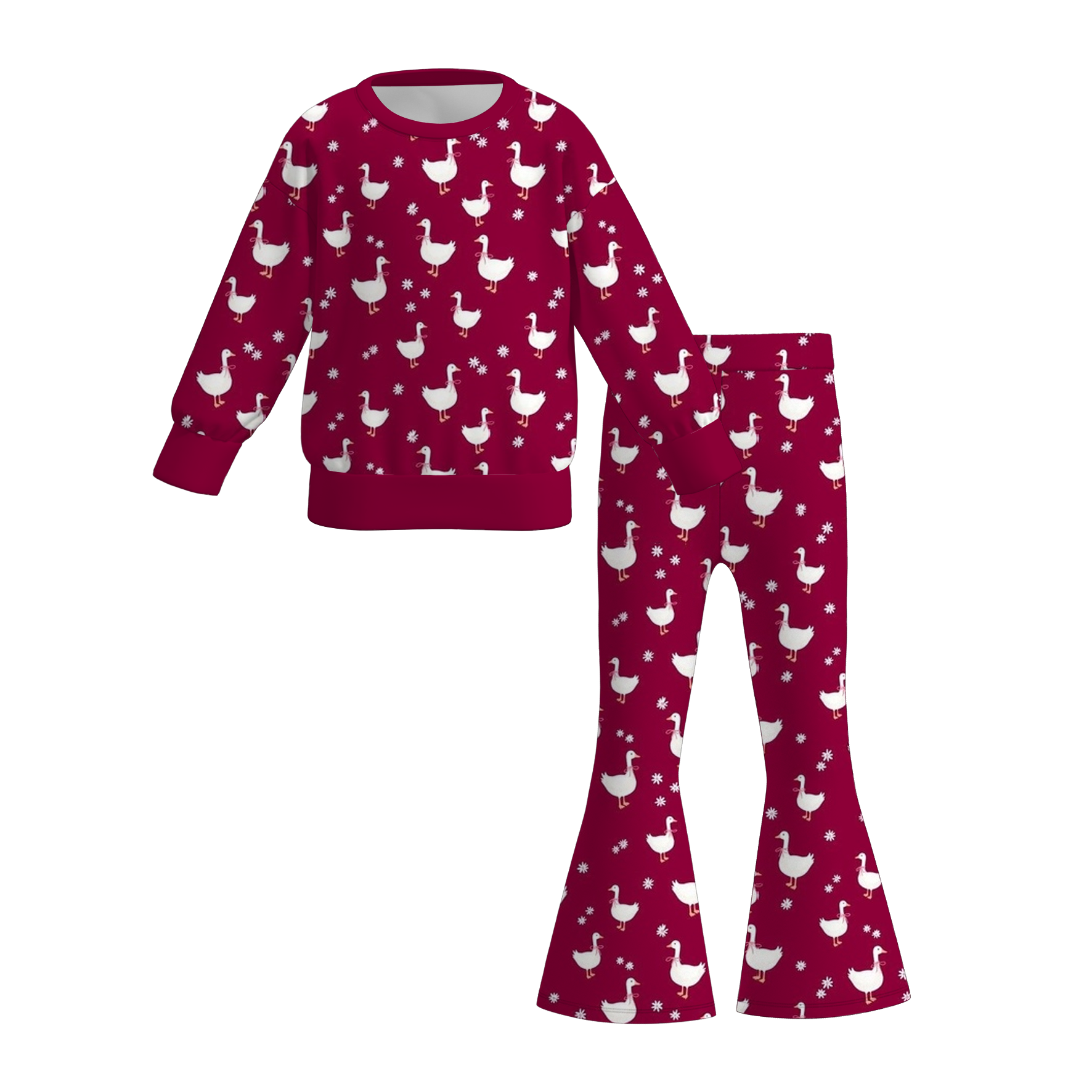 (Pre Order)Sisters Valentine's Day Goose Print Set&Romper