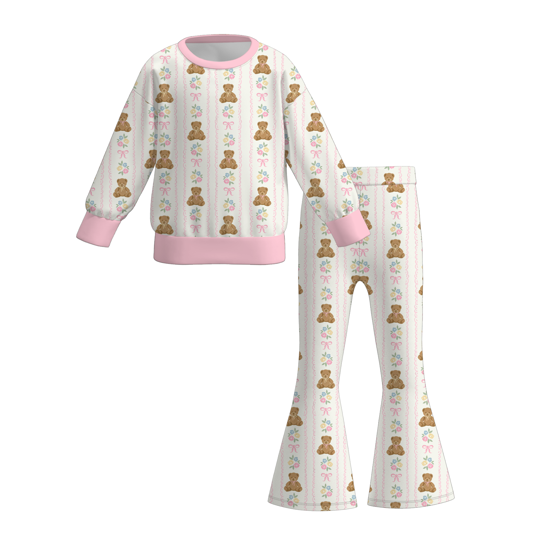 (Pre Order)Sisters Valentine's Day Bear Print Set&Romper