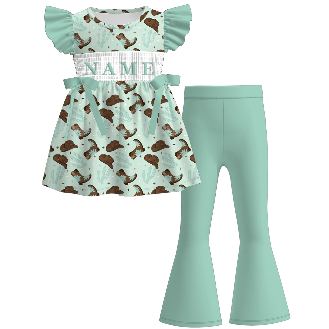 (Pre Order)Sisters Spring Boots Embroidery Smocked Dress,Set&Romper