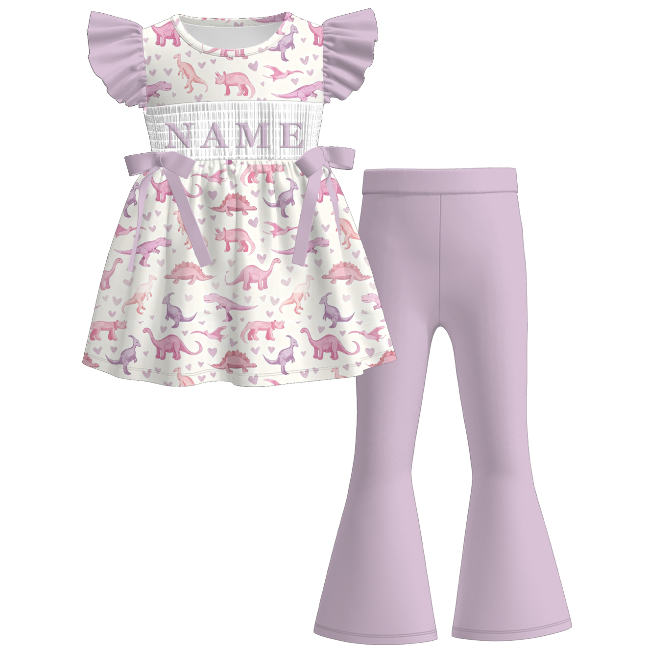 (Pre Order)Sisters Spring Dino Embroidery Smocked Dress,Set&Romper