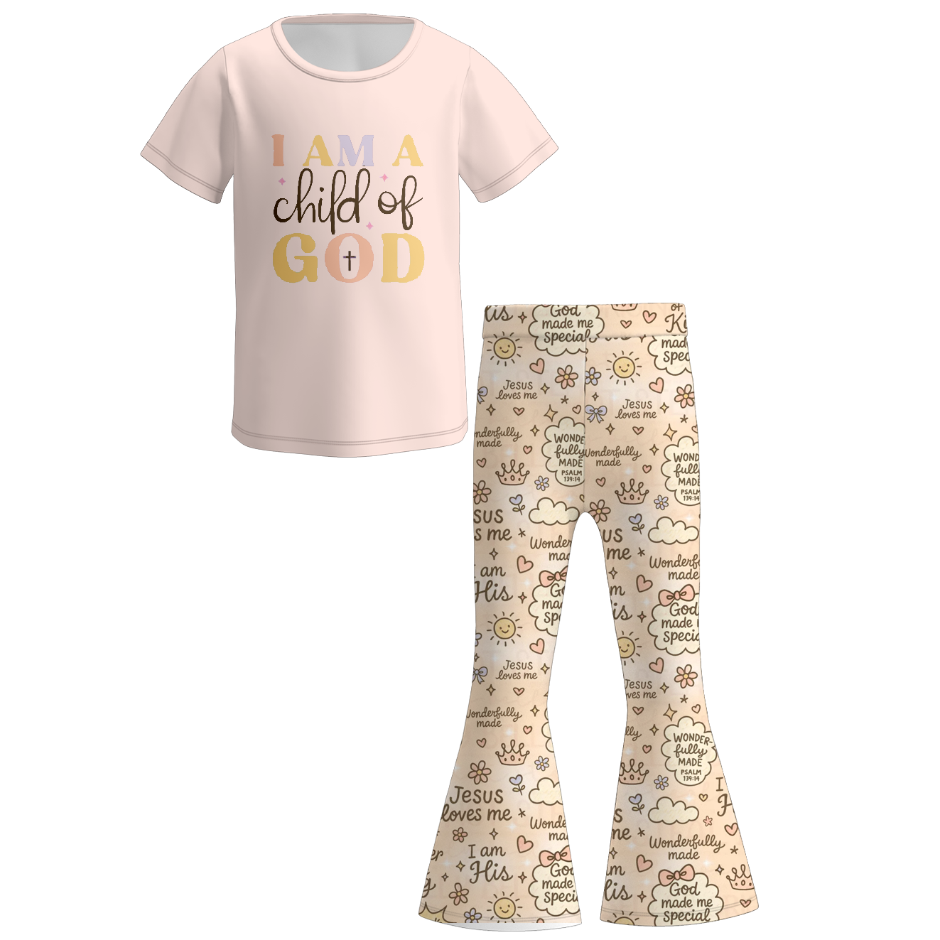 (Pre Order)Girls Spring&Summer Print Outfit Set