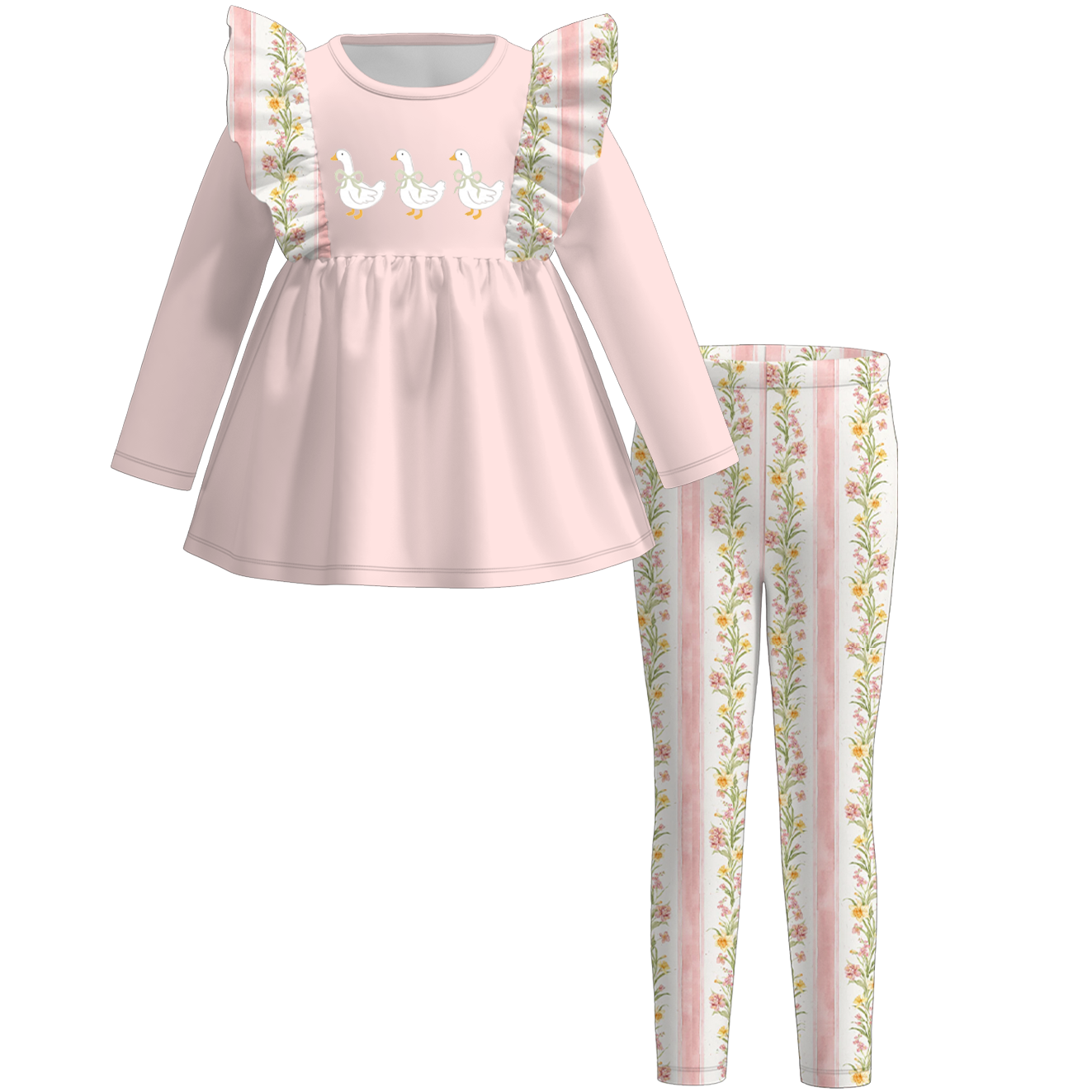 (Pre Order)Sisters Spring&Summer Goose Embroidery Set&Romper