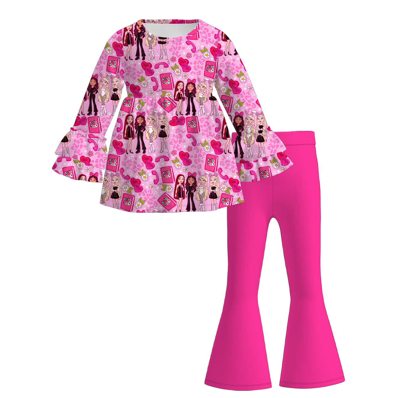 (Pre Order)Girls Valentine's Day Print Outfit Set