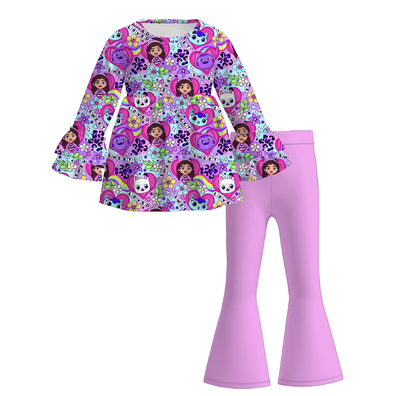 (Pre Order)Girls Valentine's Day Print Outfit Set