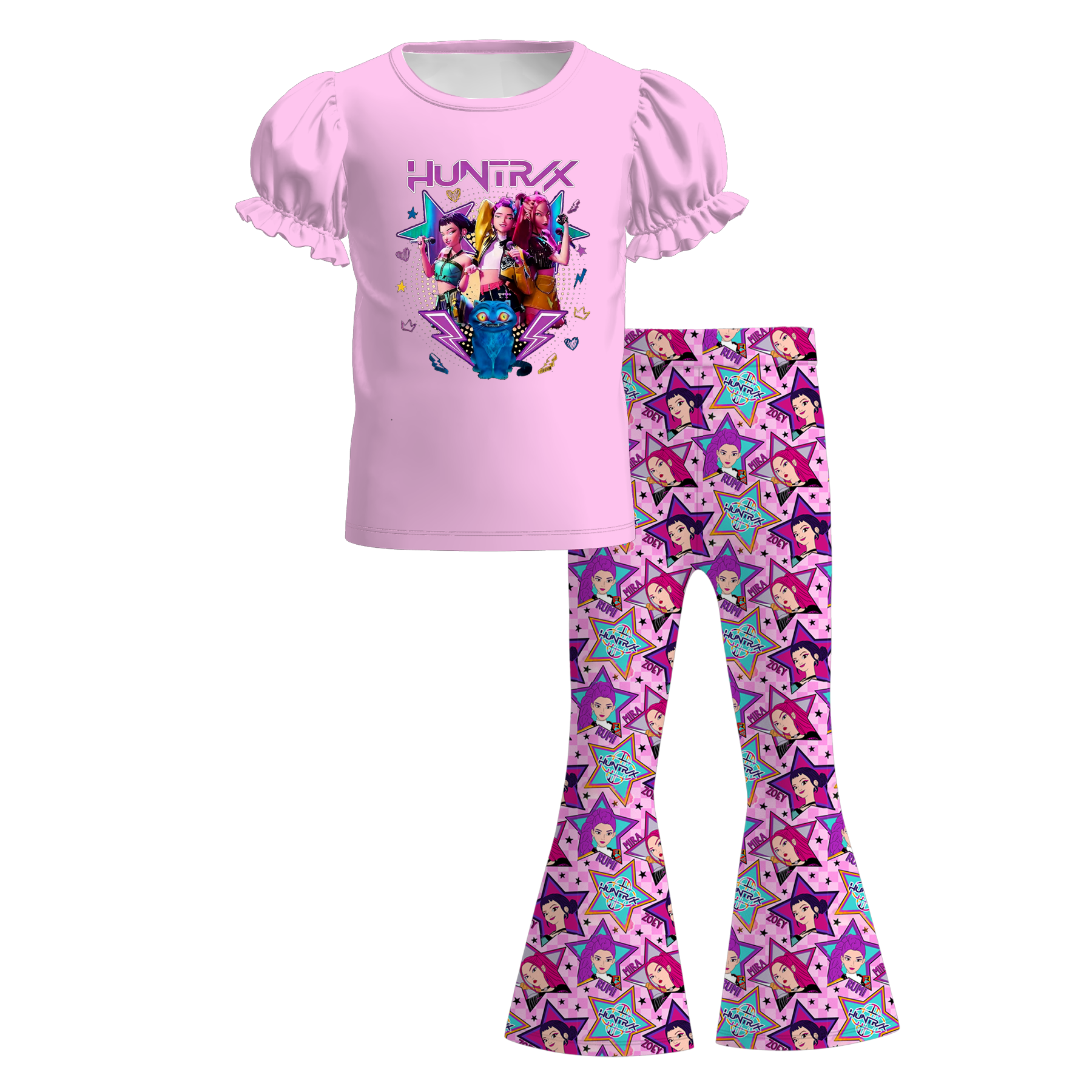 (Pre Order)Girls Spring&Summer Movie Character Print Outfit Set