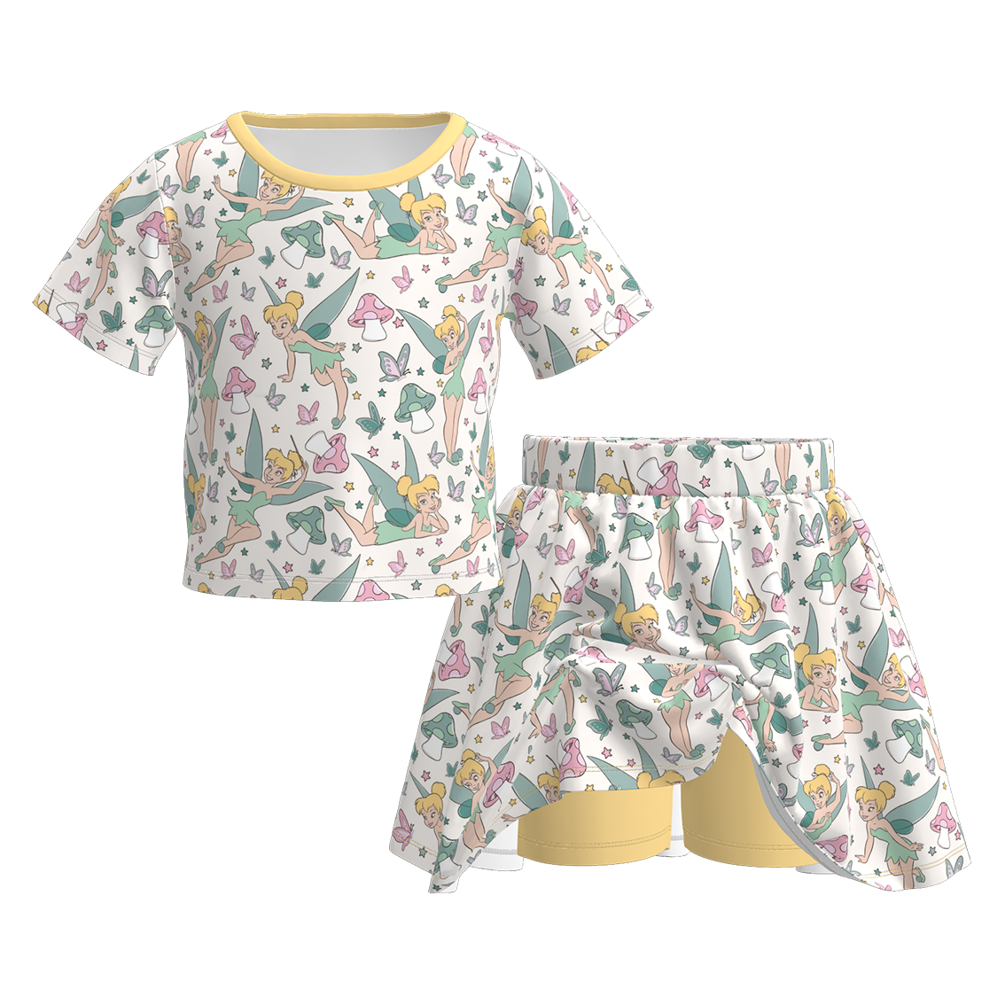 (Pre Order)Girls Spring&Summer Cartoon Print Skort Set