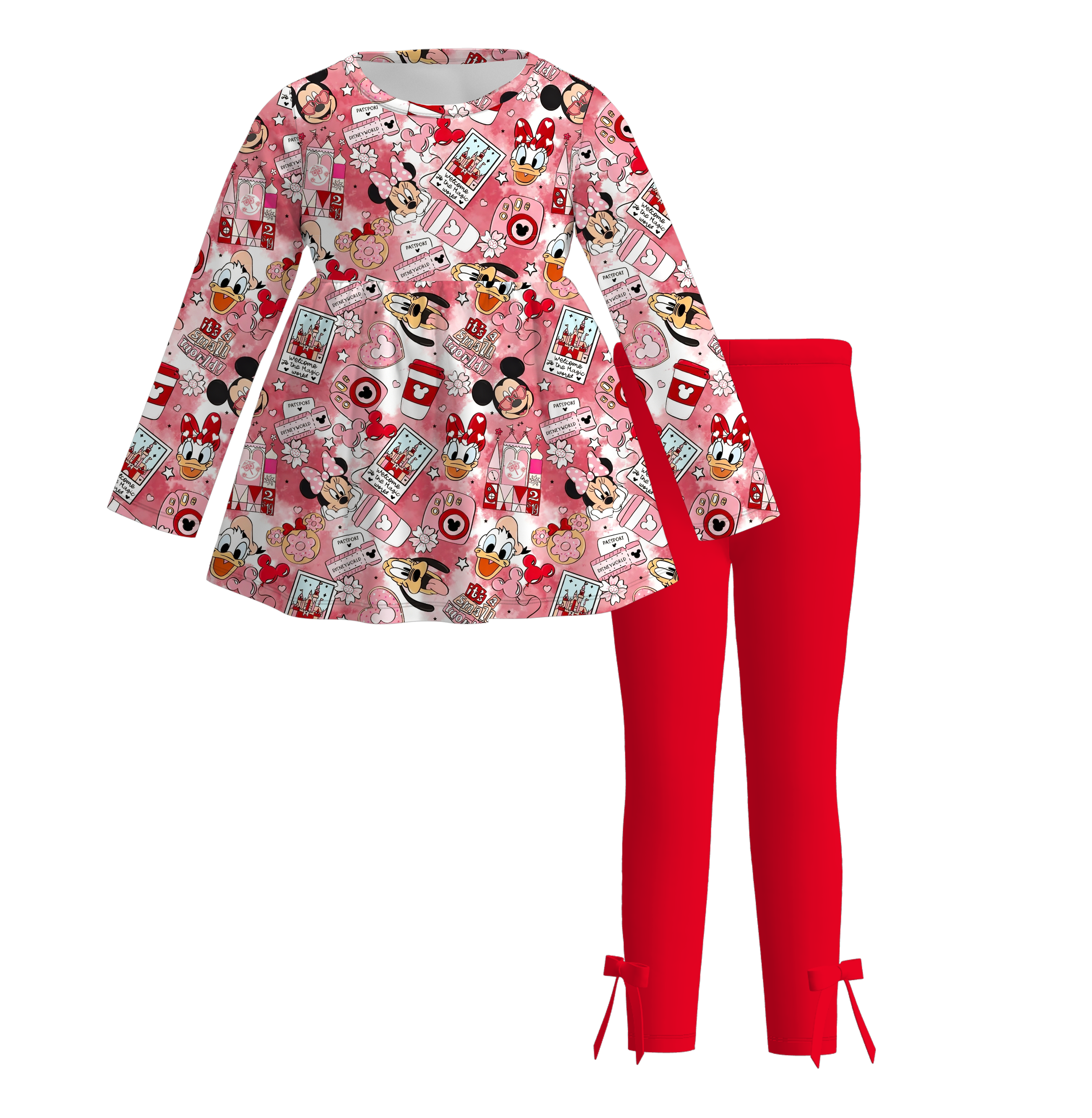 (Pre Order)Girls Valentine's Day Cartoon Print Dress&Set
