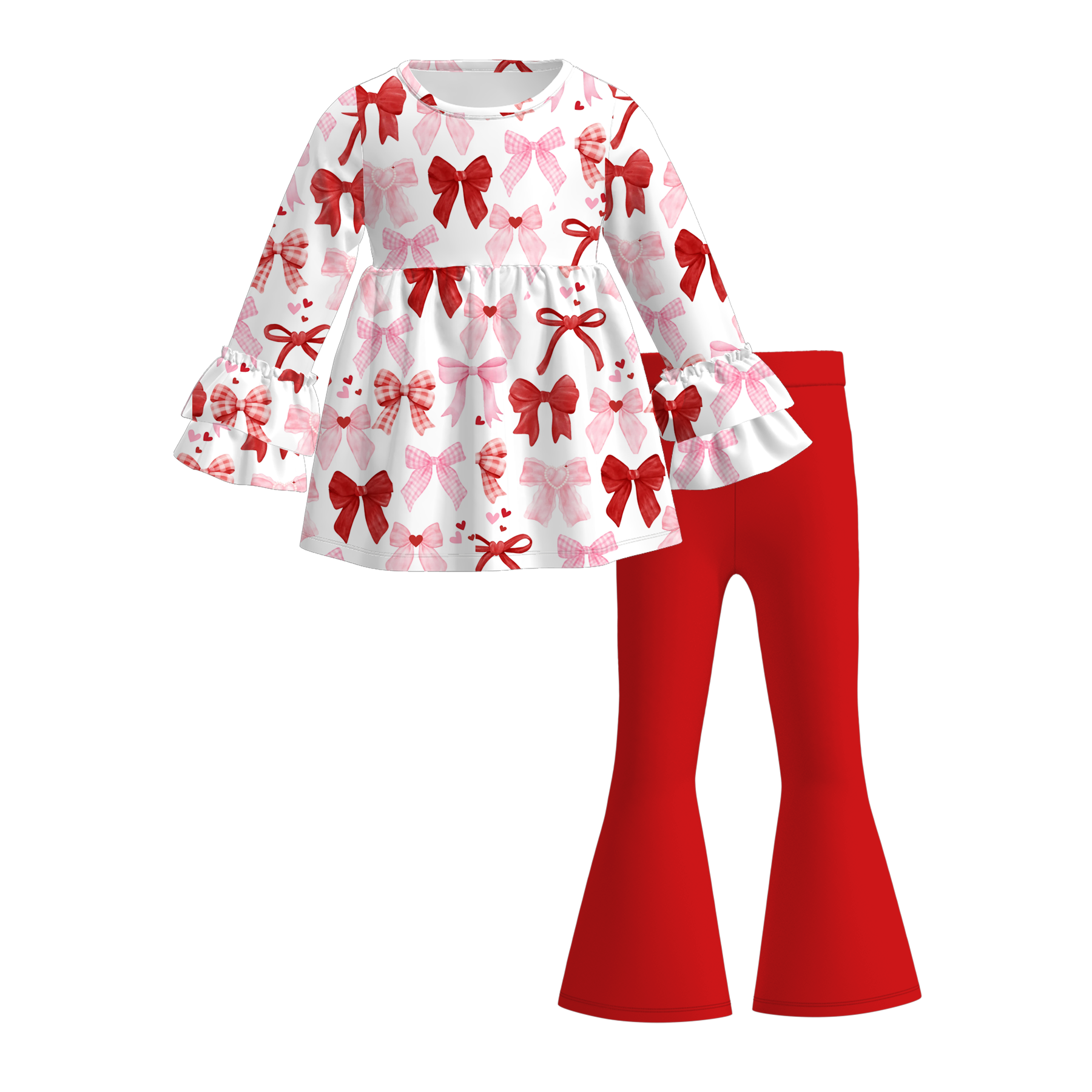 (Pre Order)Girls Valentine's Day Print Ruffle Outfit Set
