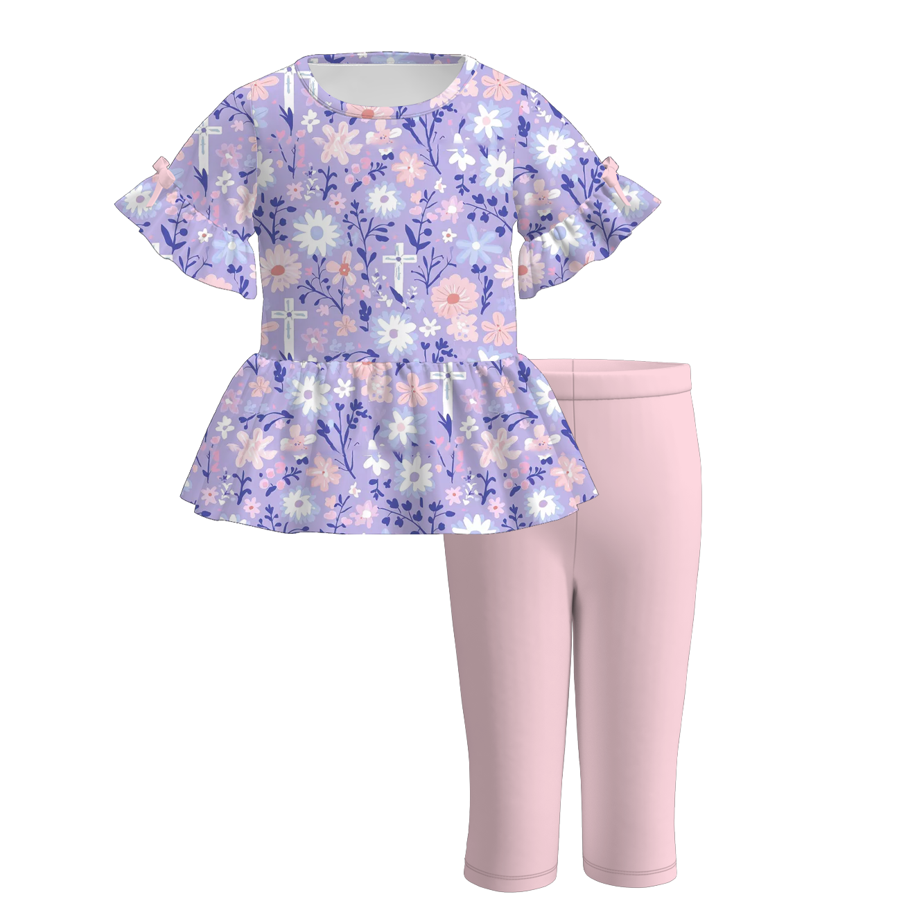 (Pre Order)Girls Easter Print Ruffle Outfit Set