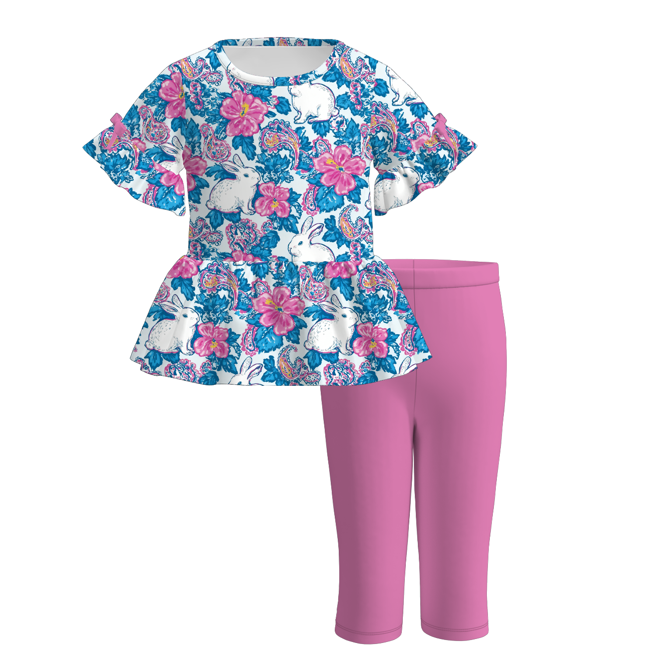 (Pre Order)Girls Easter Print Ruffle Outfit Set