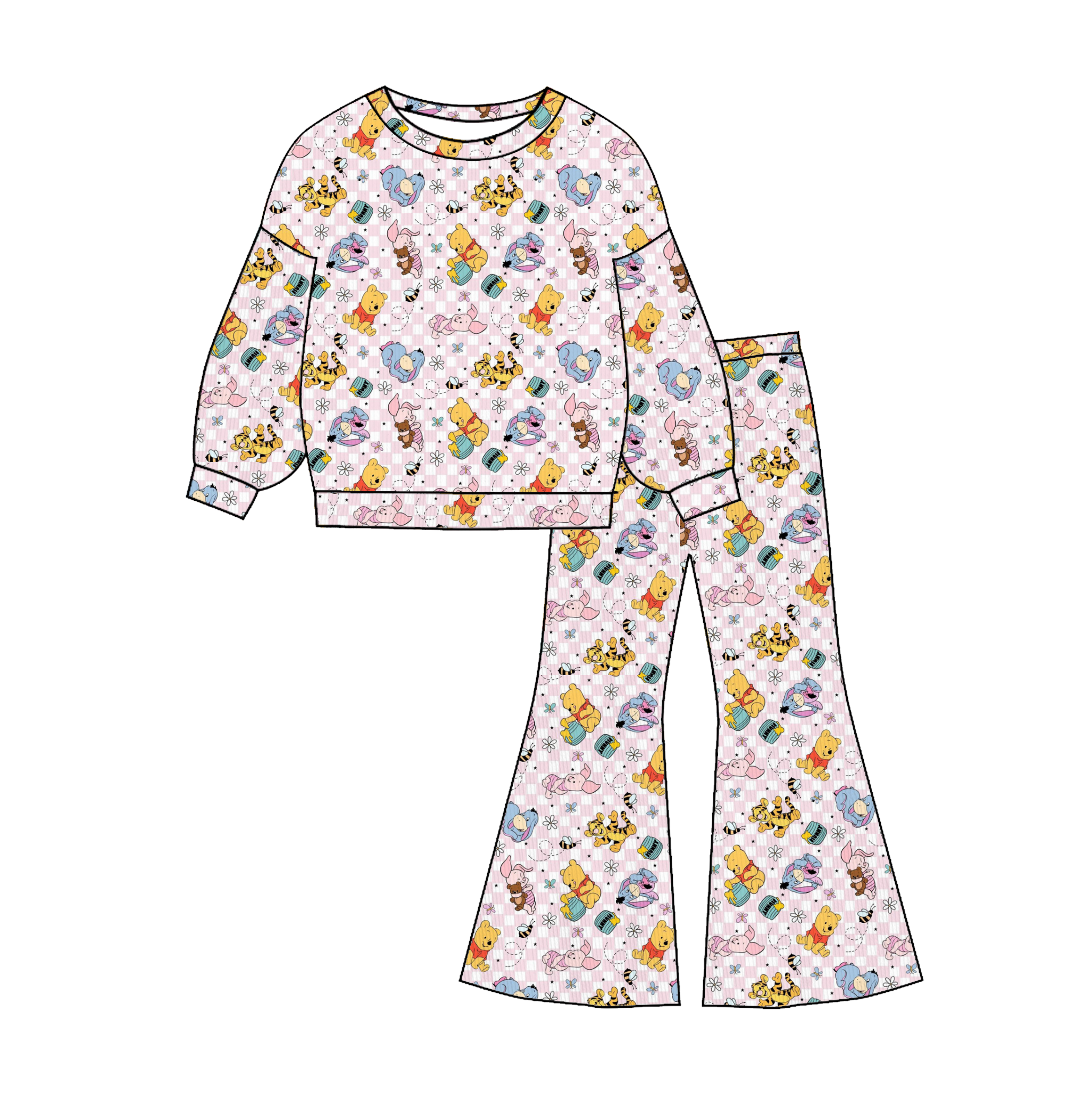 (Pre Order)Girls Spring&Summer Cartoon Print Twill Sweatshirt Suit